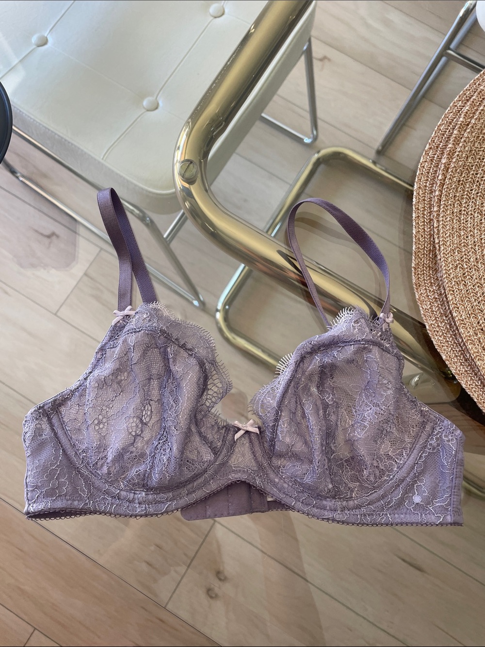 Y2k Lace Underwire 32C Bra in Lavender - Women Intimates Lingerie